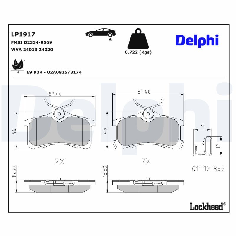 DELPHI LP1917 Brake pad set, disc brake