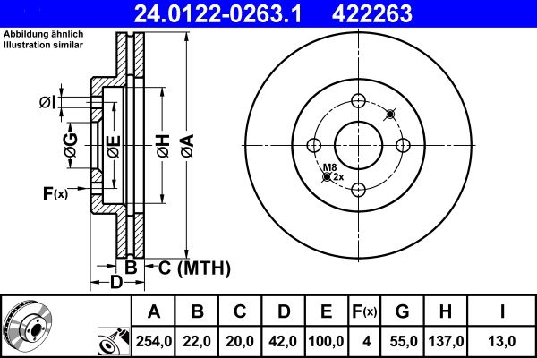ATE 24.0122-0263.1 Brake disc