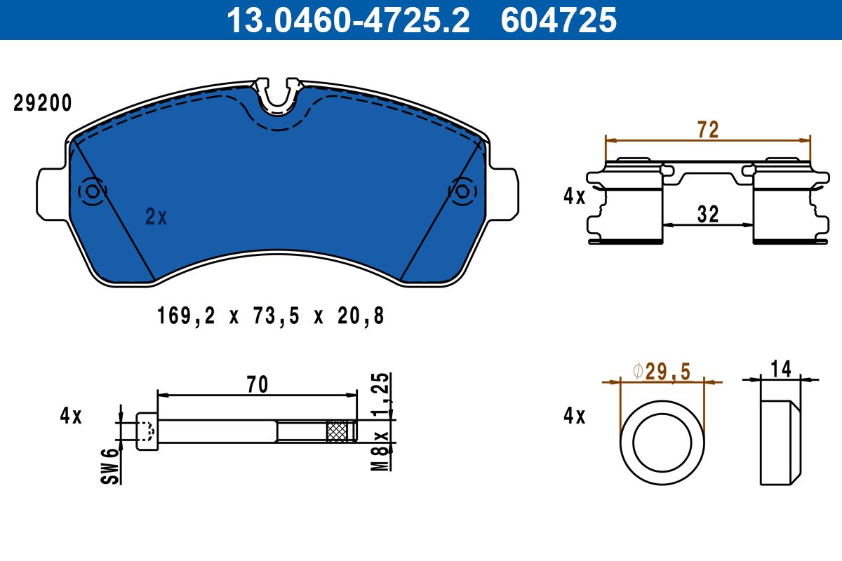 ATE 13.0460-4725.2 Brake pad set, disc brake