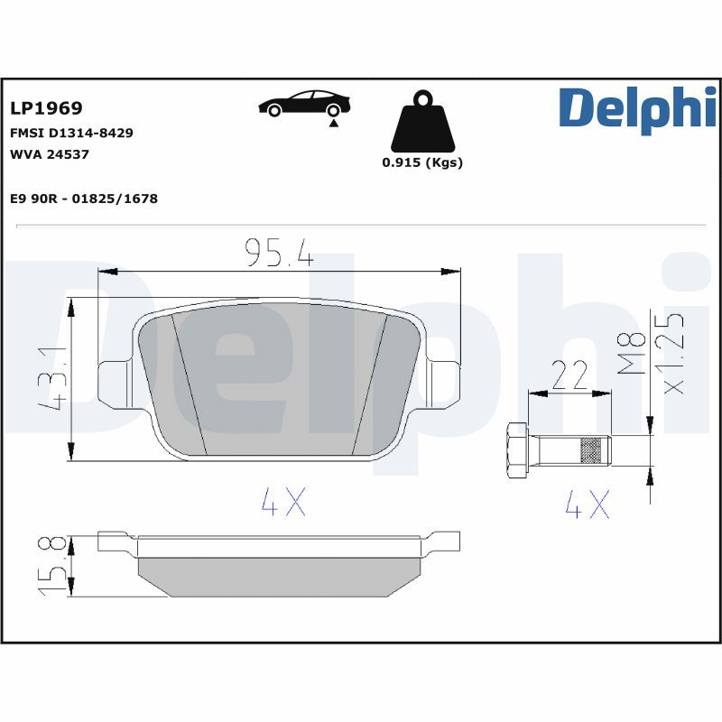 DELPHI LP1969 Brake pad set, disc brake