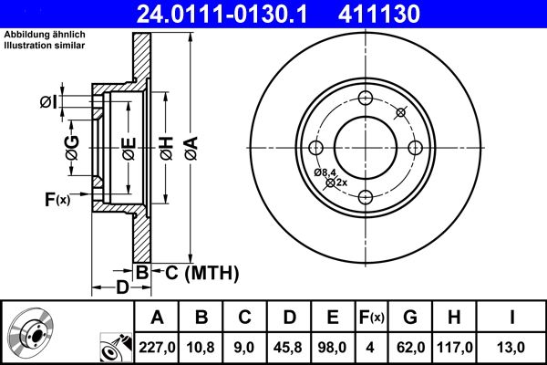 ATE 24.0111-0130.1 Brake disc