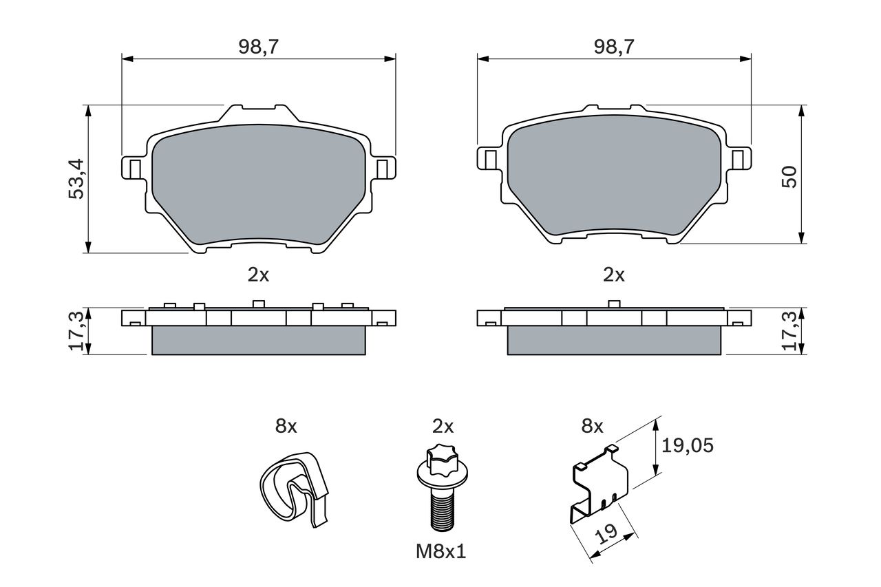 BOSCH 0 986 494 998 Brake pad set, disc brake