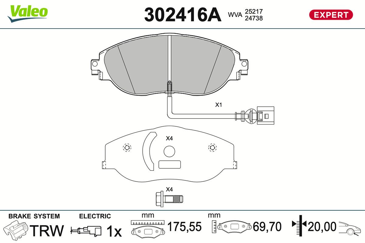 VALEO 302416A Brake pad set, disc brake