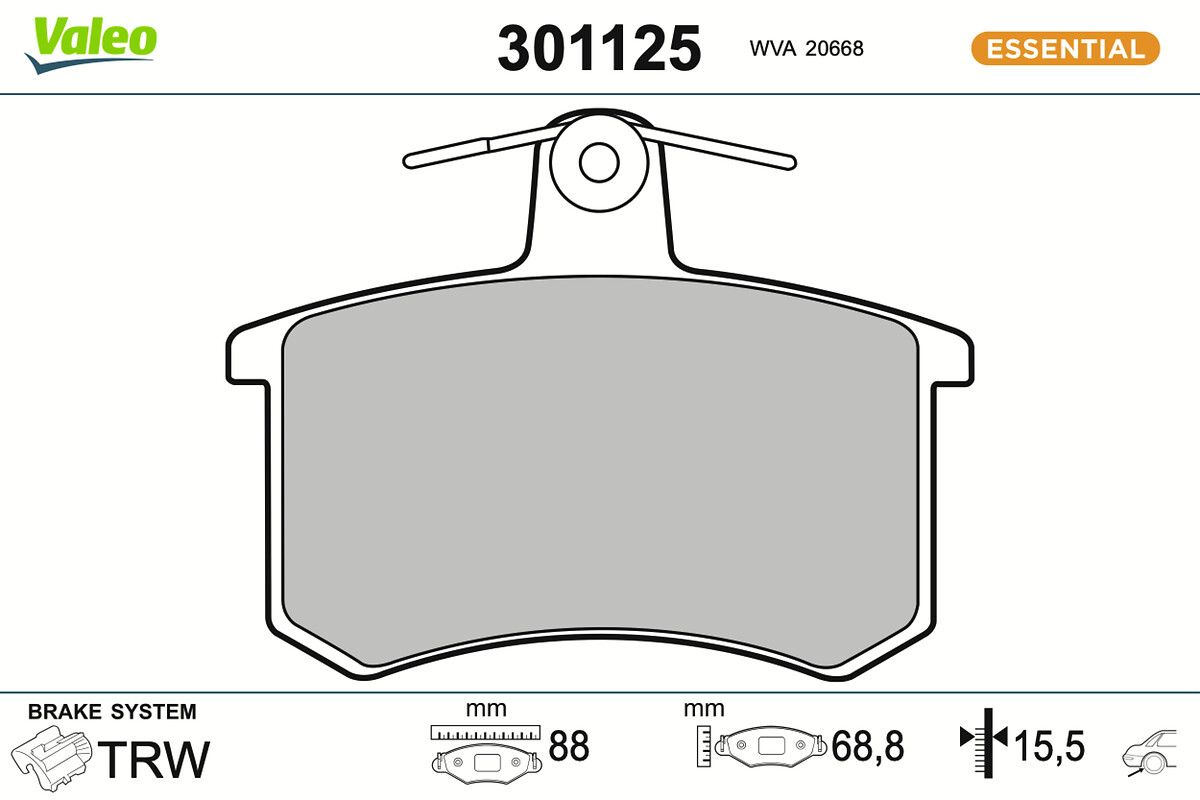 VALEO 301125 Brake pad set, disc brake