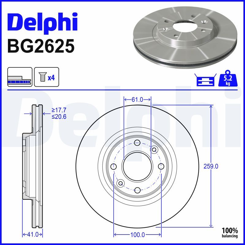 DELPHI BG2625 Brake disc