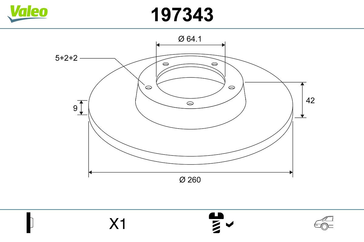 VALEO 197343 Brake disc