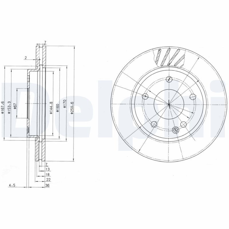 DELPHI BG3395 Brake disc