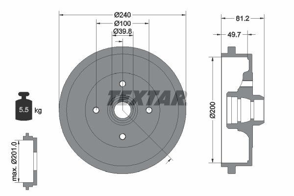 TEXTAR 94006700 Brake drum
