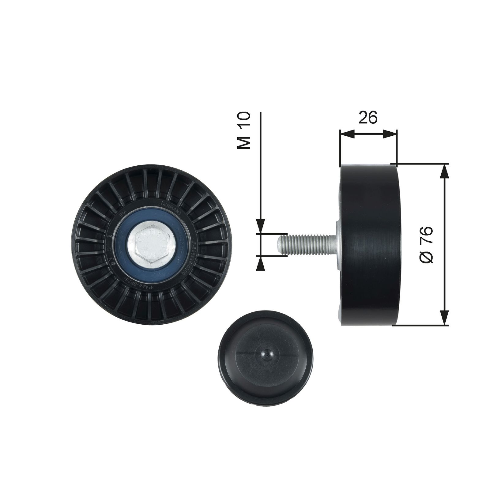 GATES T36485 Deflection/guide pulley, v-ribbed belt