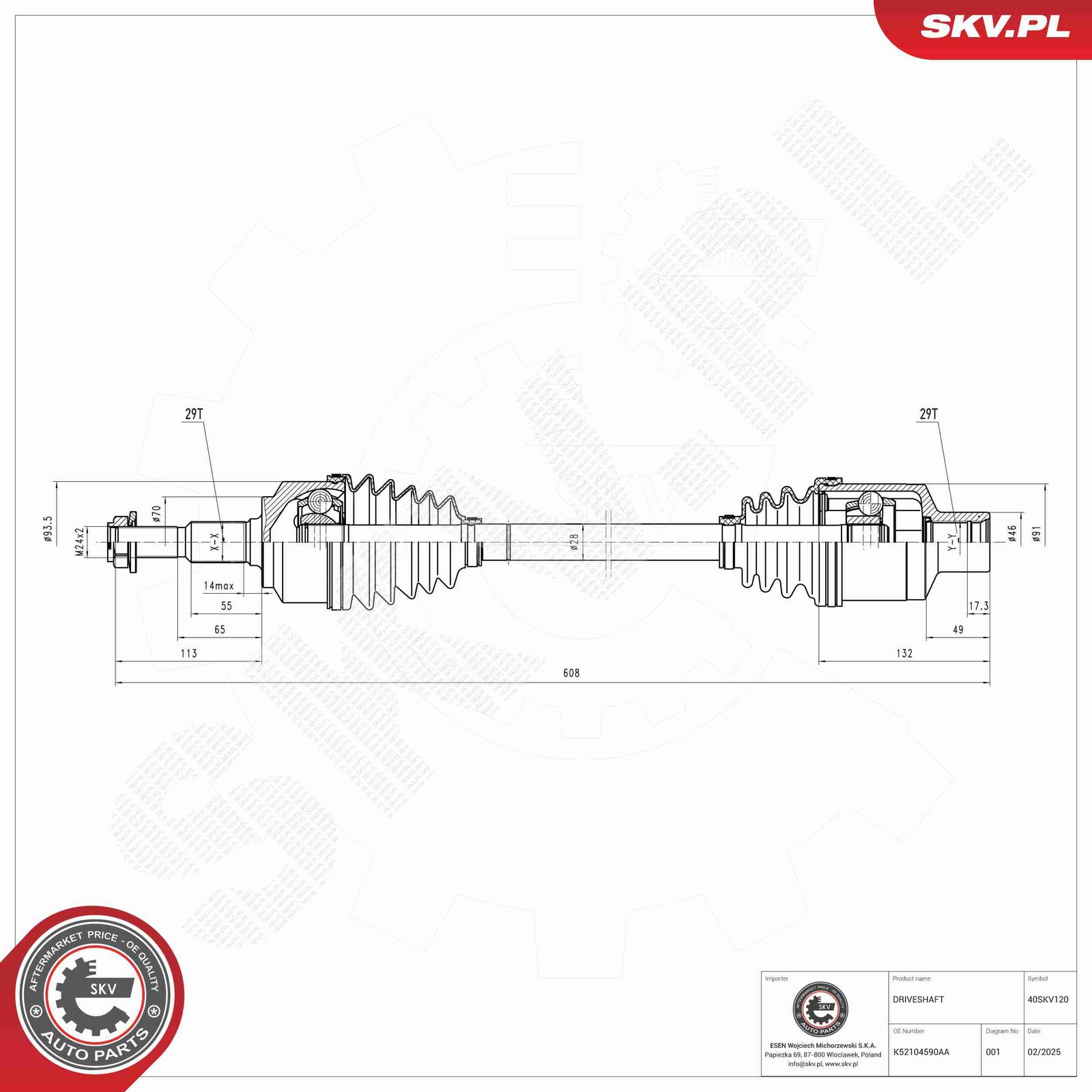 ESEN SKV 40SKV120 Drive shaft