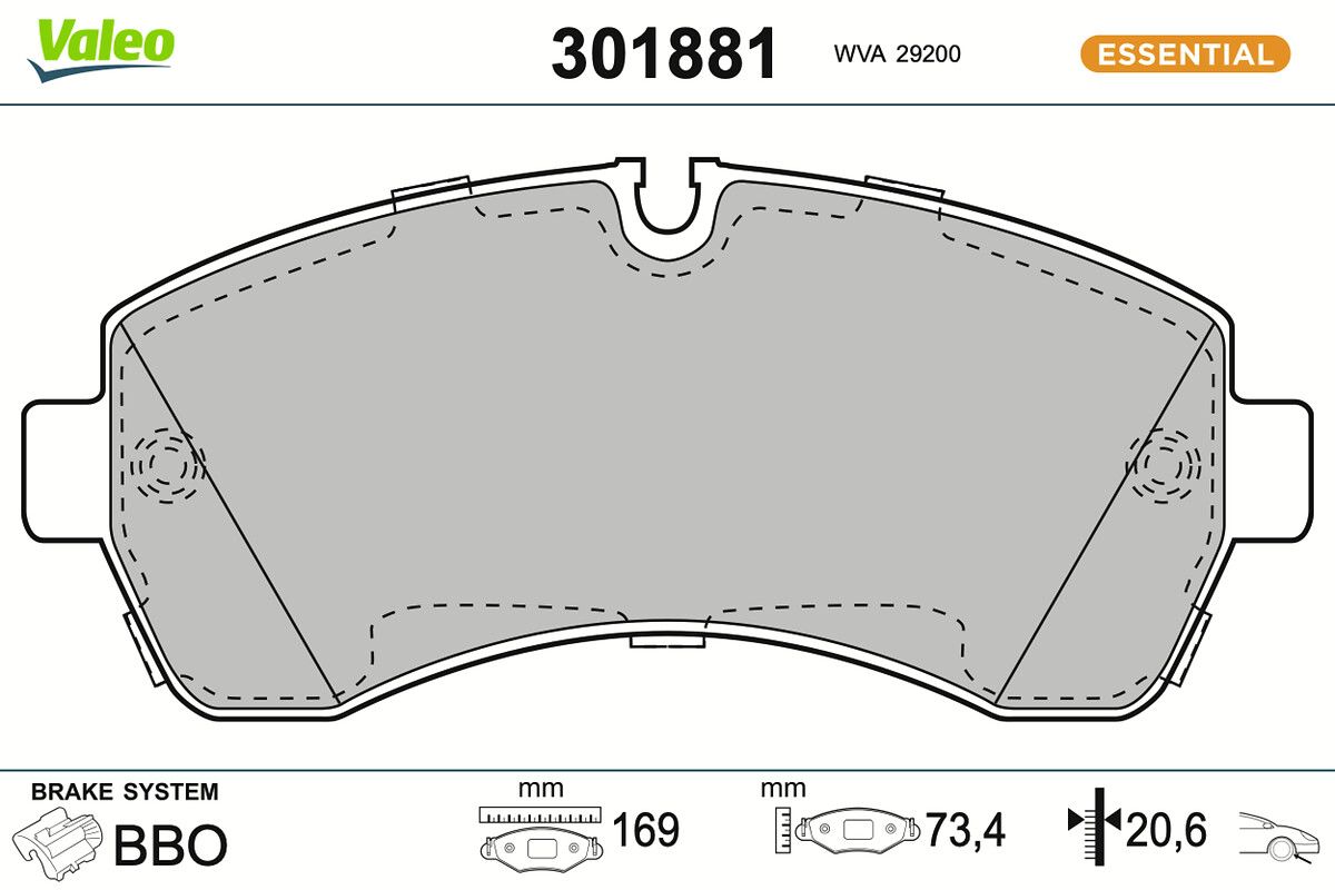 VALEO 301881 Brake pad set, disc brake