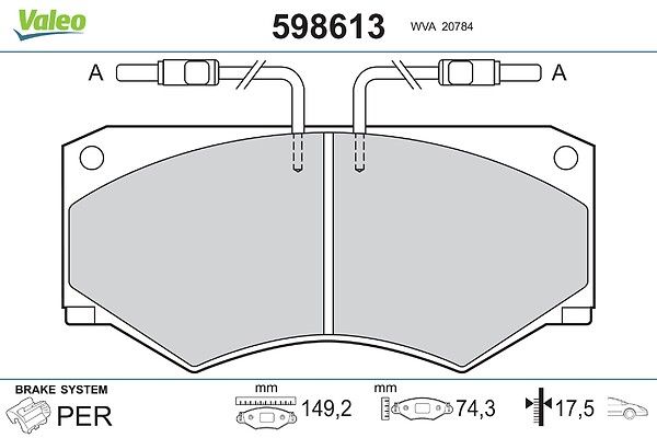 VALEO 598613 Brake pad set, disc brake