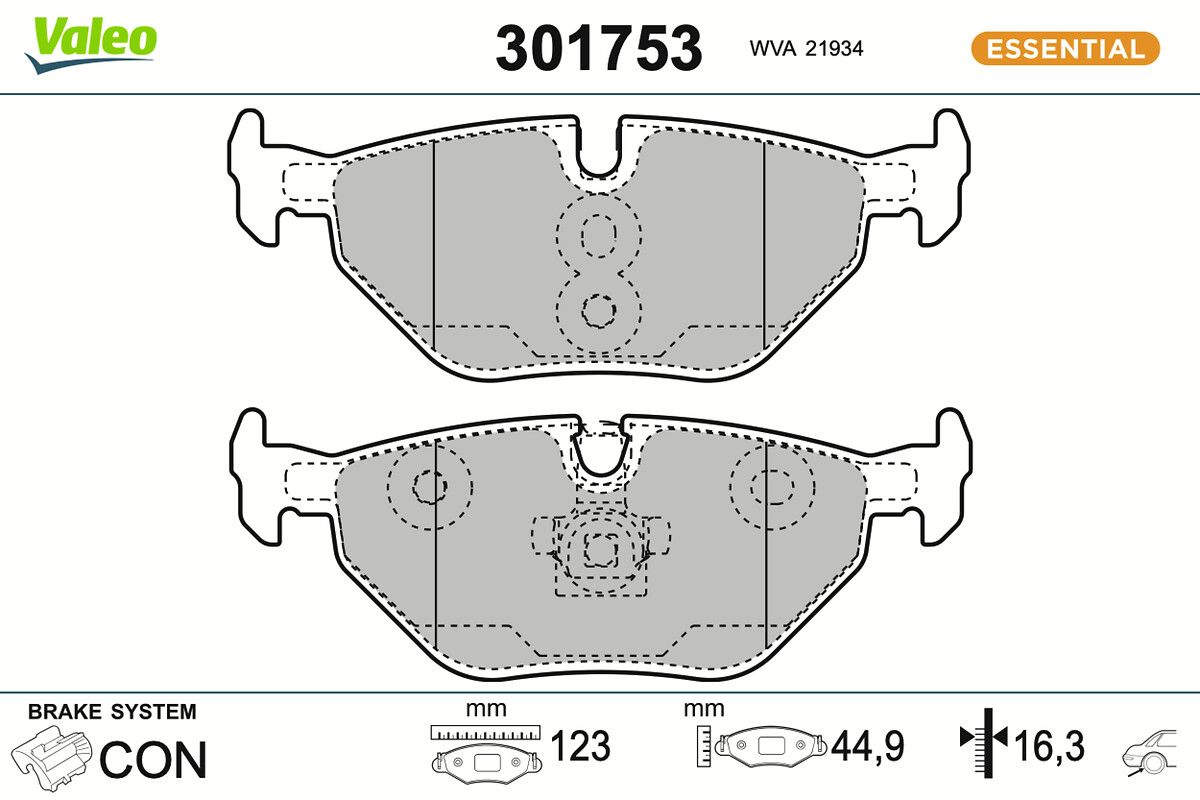 VALEO 301753 Brake pad set, disc brake