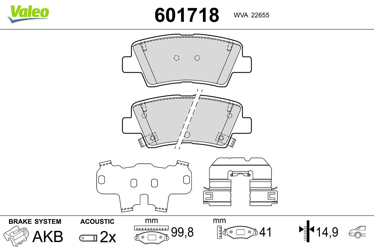 VALEO 601718 Brake pad set, disc brake