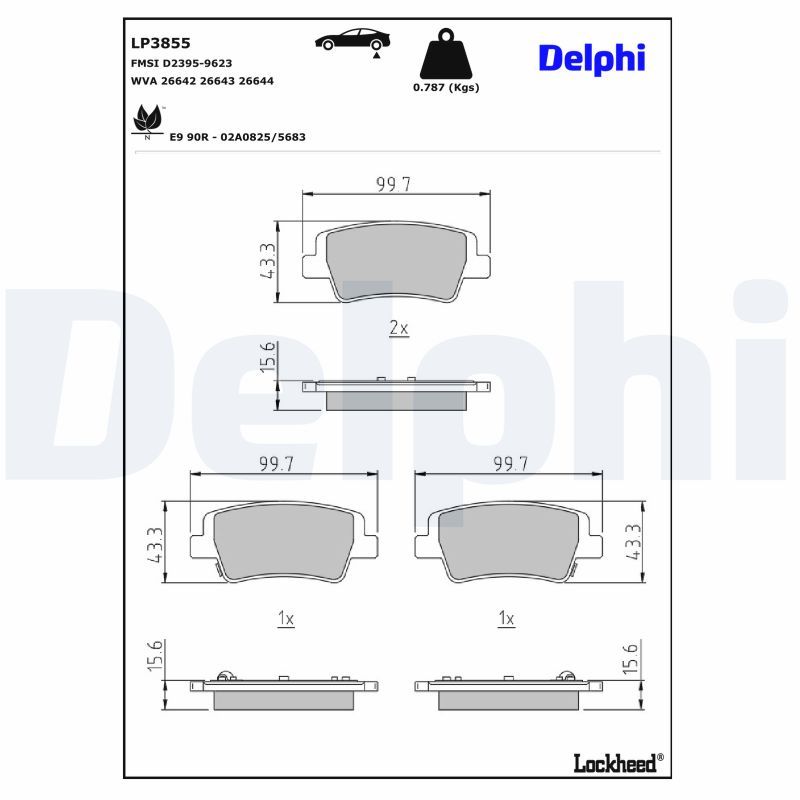 DELPHI LP3855 Brake pad set, disc brake