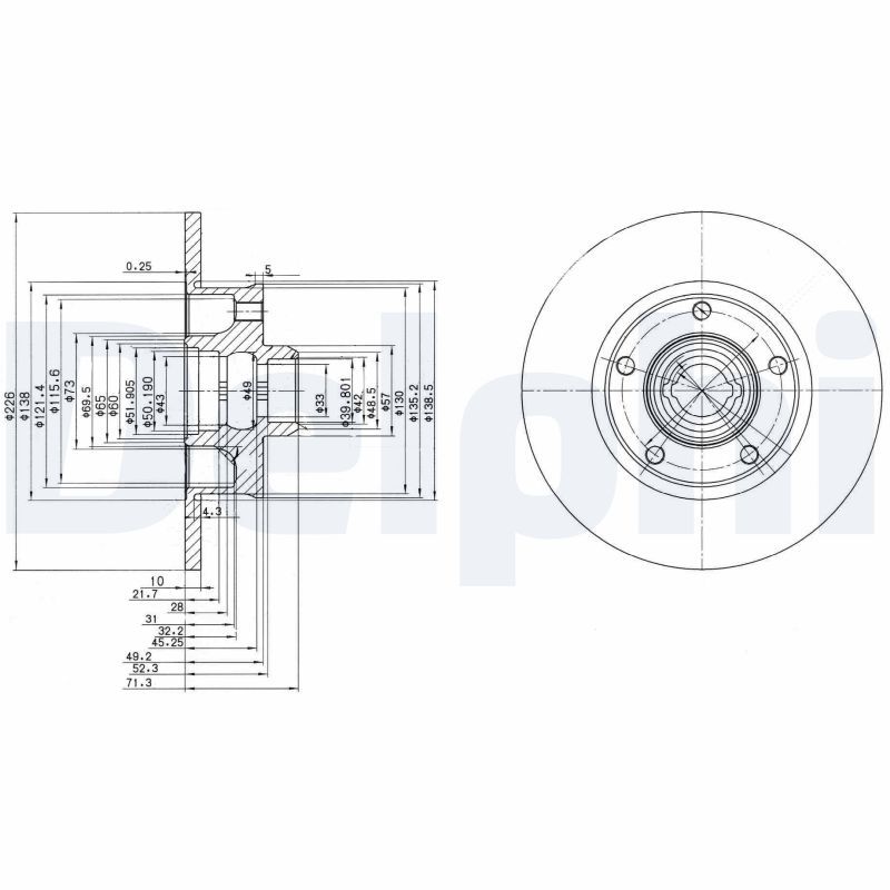 DELPHI BG2714 Brake disc