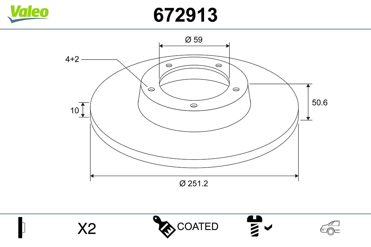 VALEO 672913 Brake disc
