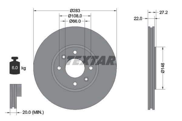 TEXTAR 92059600 Brake disc