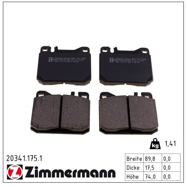 ZIMMERMANN 20341.175.1 Brake pad set, disc brake