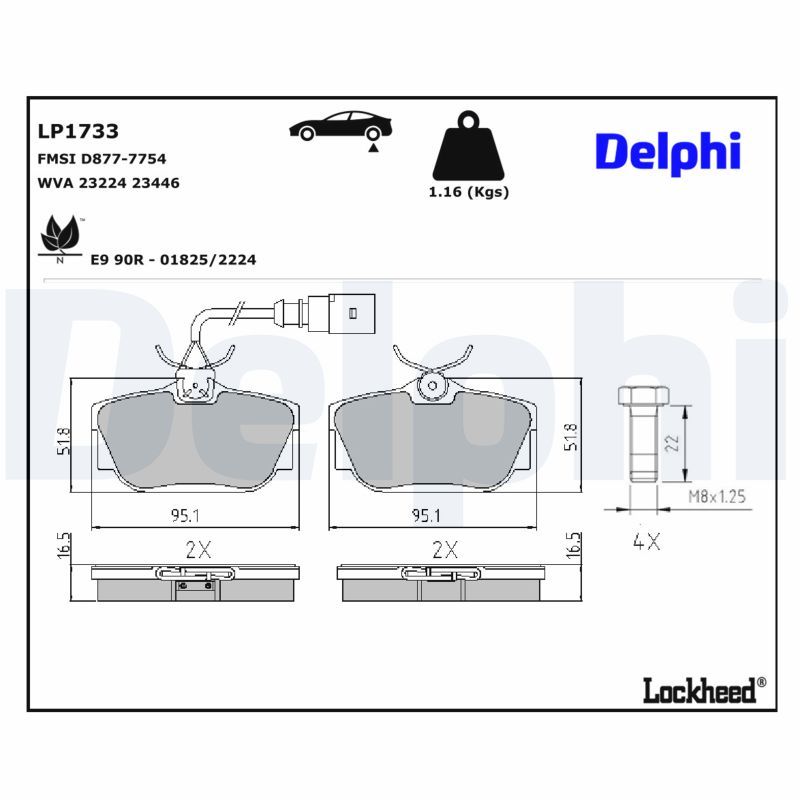 DELPHI LP1733 Brake pad set, disc brake