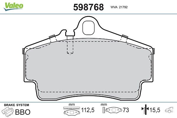 VALEO 598768 Brake pad set, disc brake