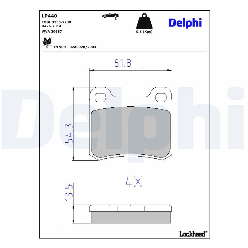 DELPHI LP440 Brake pad set, disc brake