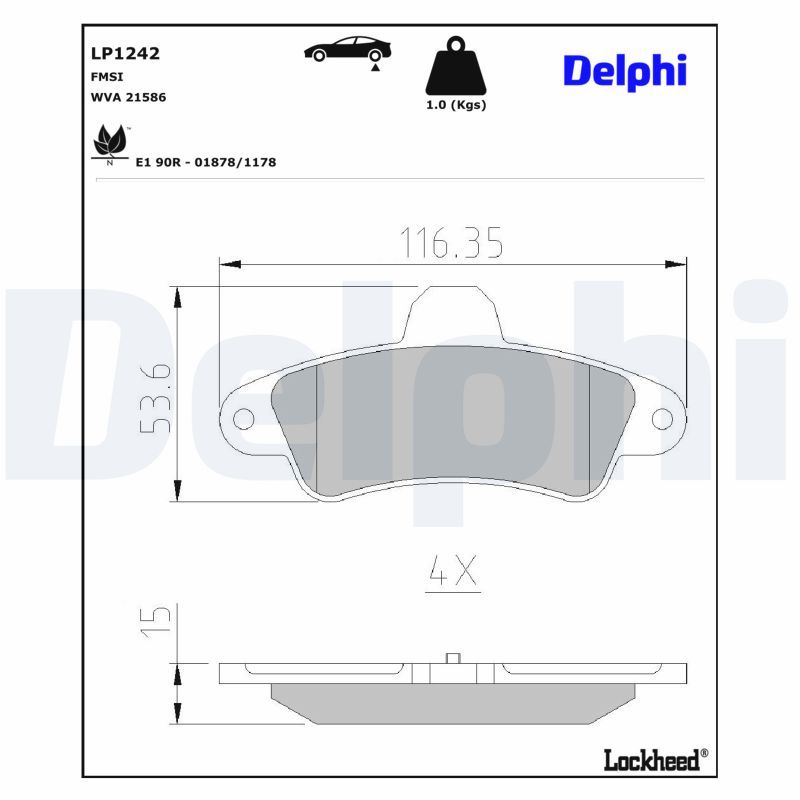 DELPHI LP1242 Brake pad set, disc brake