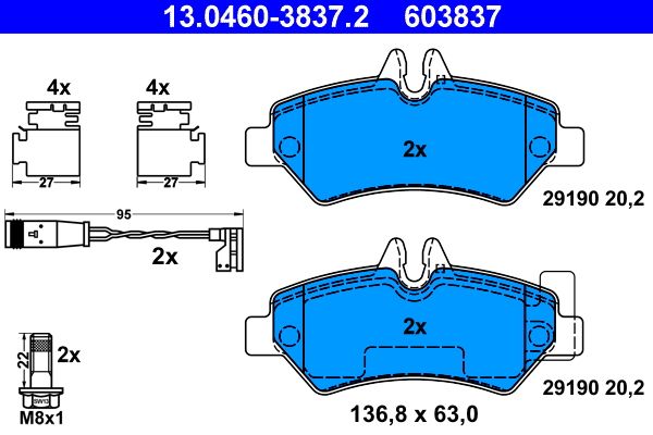 ATE 13.0460-3837.2 Brake pad set, disc brake