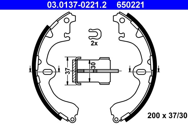 ATE 03.0137-0221.2 Brake shoe set