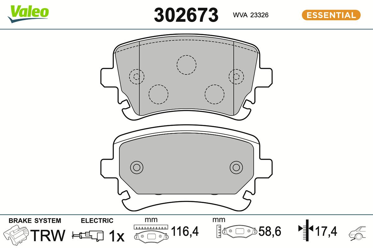 VALEO 302673 Brake pad set, disc brake