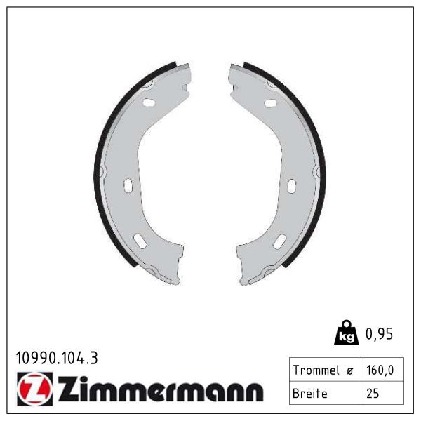 ZIMMERMANN 10990.104.3 Brake shoe set, parking brake