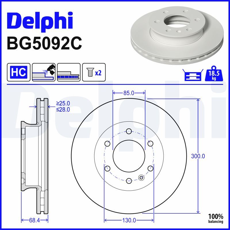 DELPHI BG5092C Brake disc