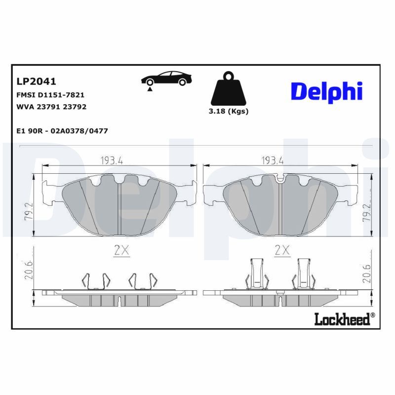 DELPHI LP2041 Brake pad set, disc brake