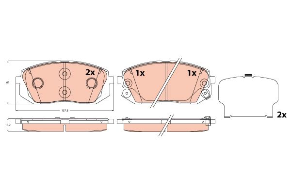 TRW GDB2308 Brake pad set, disc brake