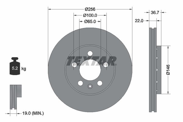 TEXTAR 92082205 Brake disc