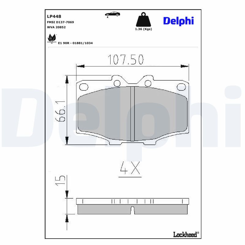 DELPHI LP448 Brake pad set, disc brake