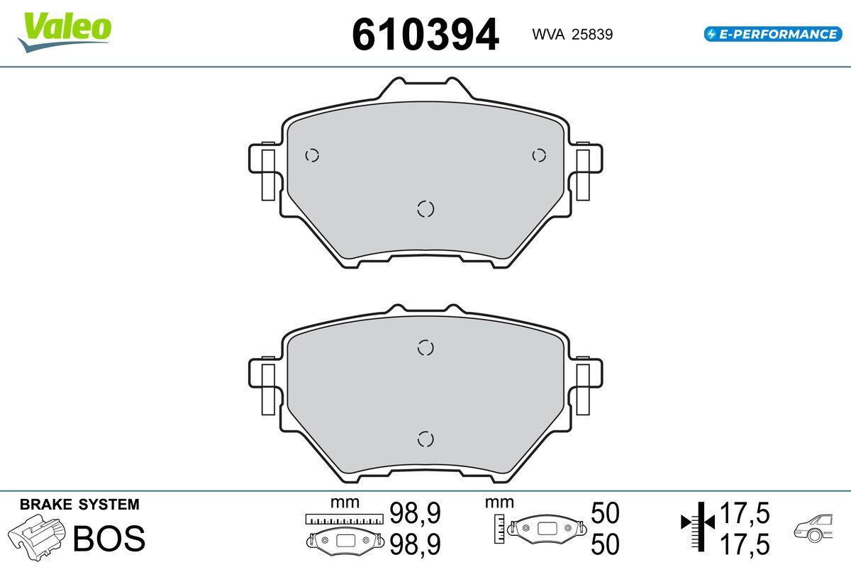 VALEO 610394 Brake pad set, disc brake