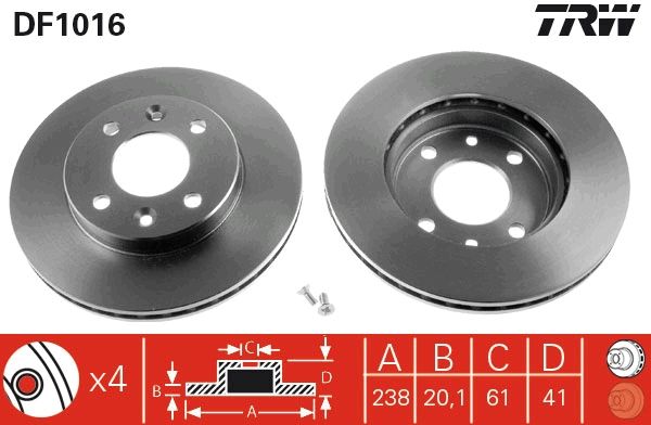 TRW DF1016 Brake disc