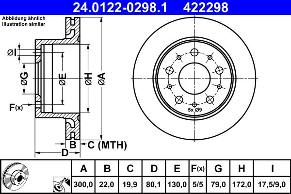 ATE 24.0122-0298.1 Brake disc