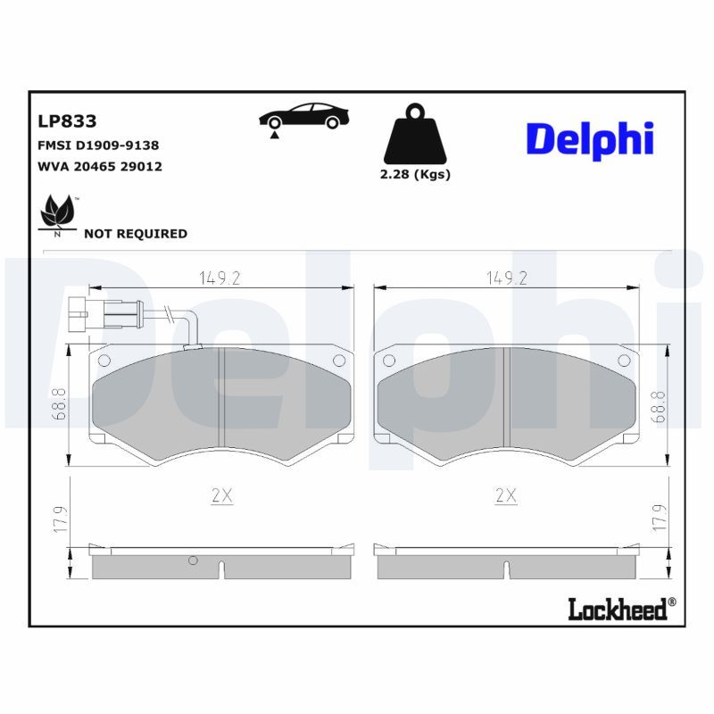 DELPHI LP833 Brake pad set, disc brake