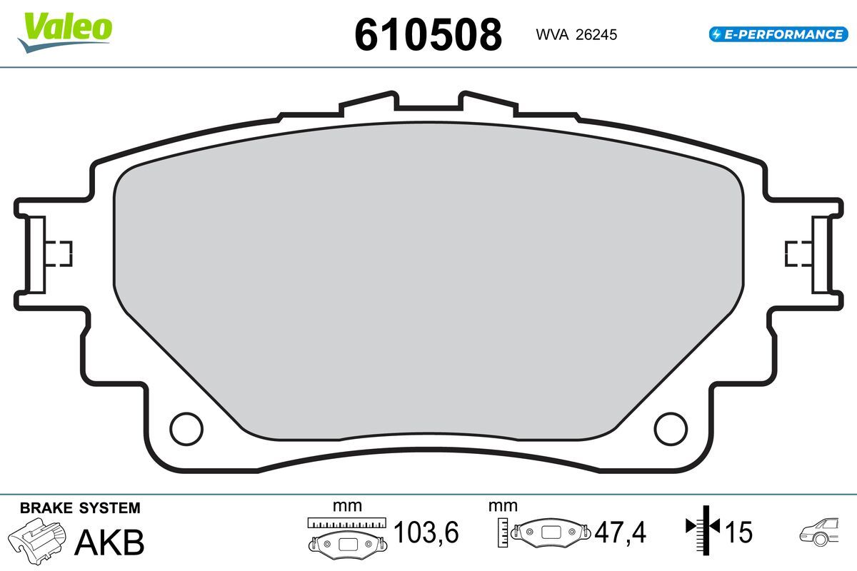 VALEO 610508 Stabdžių trinkelių rinkinys, diskinis stabdys