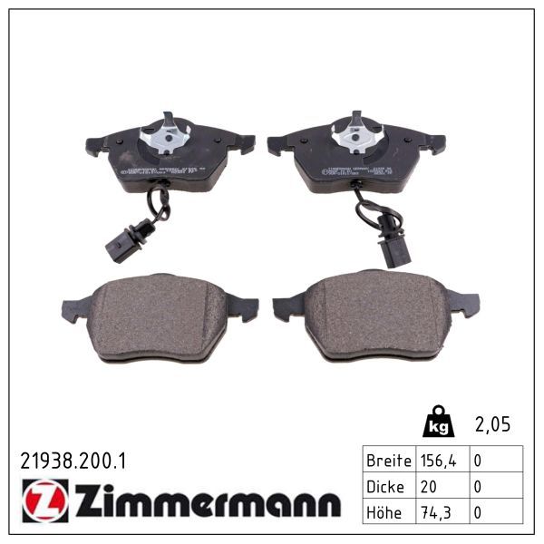 ZIMMERMANN 21938.200.1 Brake pad set, disc brake