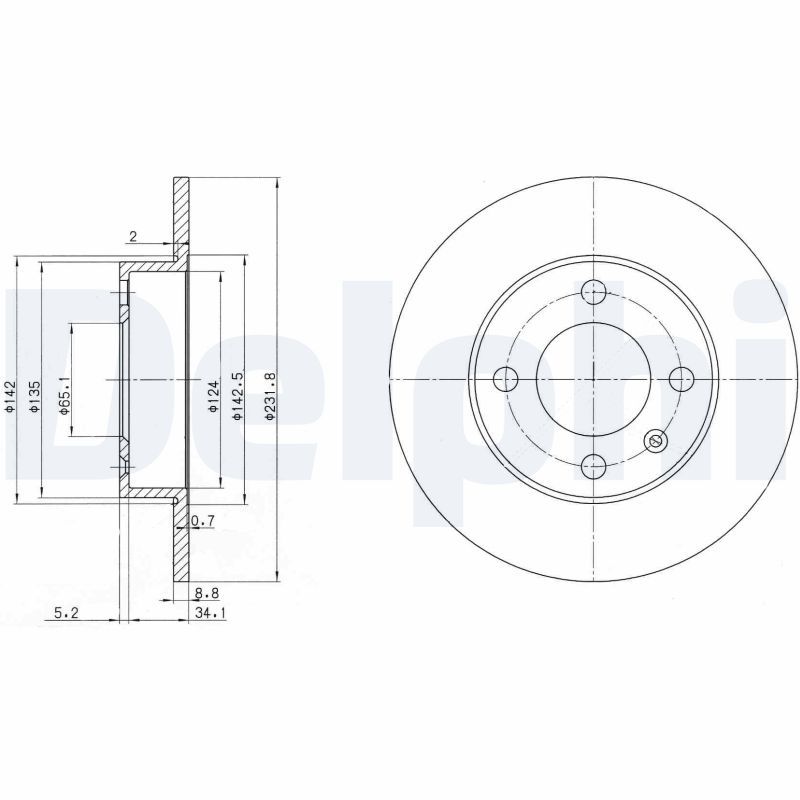 DELPHI BG3505 Brake disc