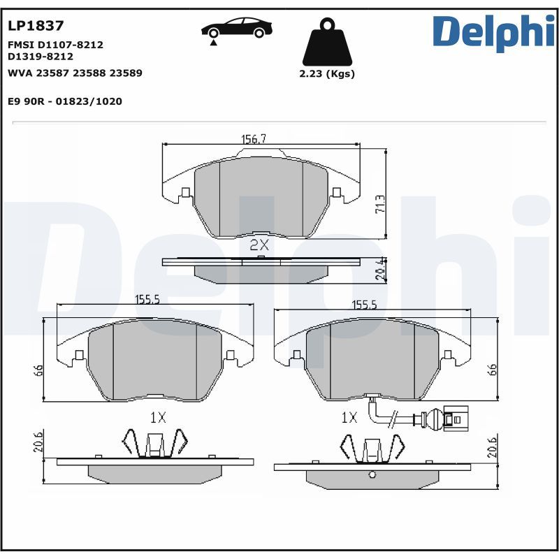 DELPHI LP1837 Brake pad set, disc brake