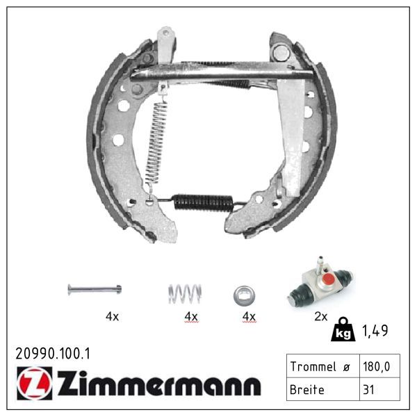 ZIMMERMANN 20990.100.1 Brake shoe set