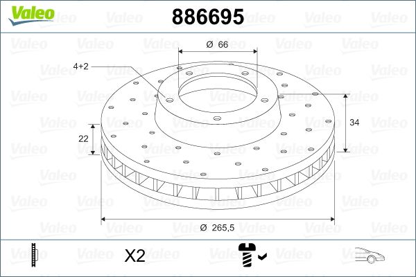 VALEO 886695 Brake disc