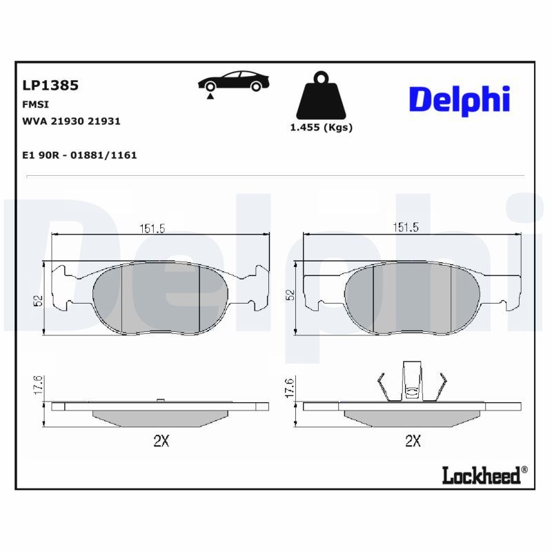 DELPHI LP1385 Brake pad set, disc brake