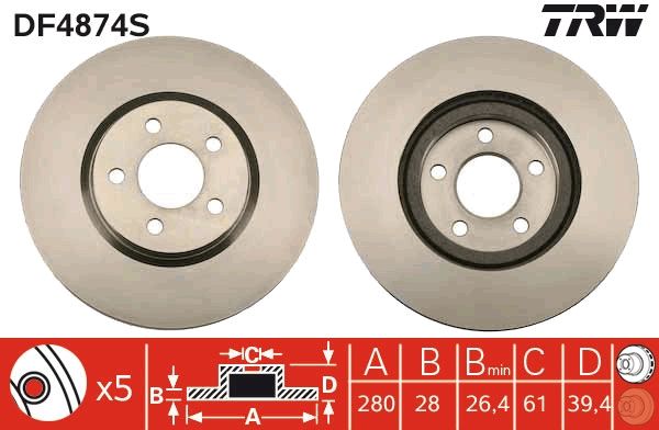 TRW DF4874S Brake disc