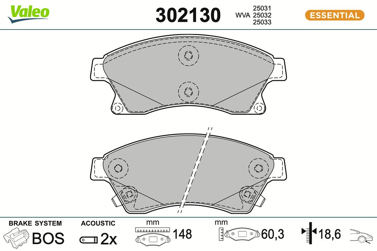 VALEO 302130 Brake pad set, disc brake