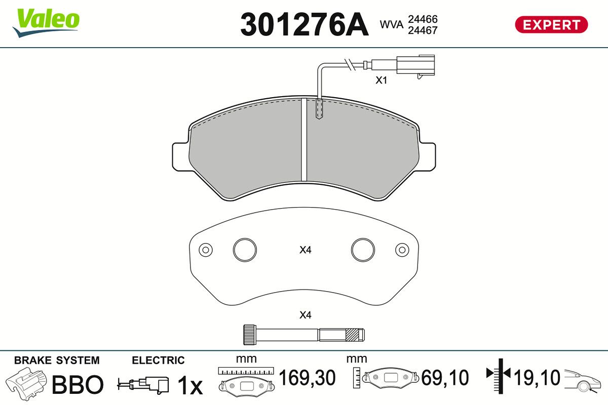 VALEO 301276A Brake pad set, disc brake